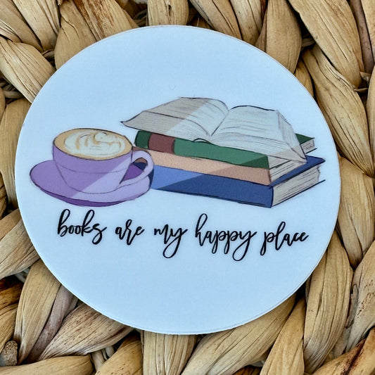 Books Are My Happy Place Vinyl Sticker