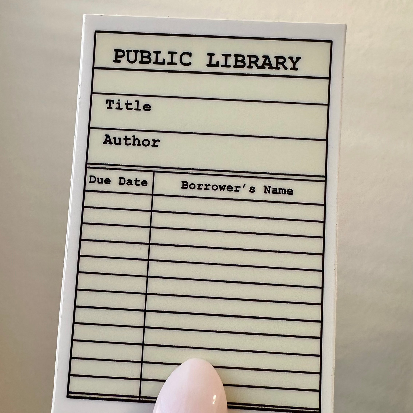 Vintage Library Card Catalog Vinyl Sticker